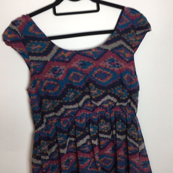 Band Of Gypsies mini cap sleeve boho Aztec southwestern print dress Sz Medium - Picture 8 of 15